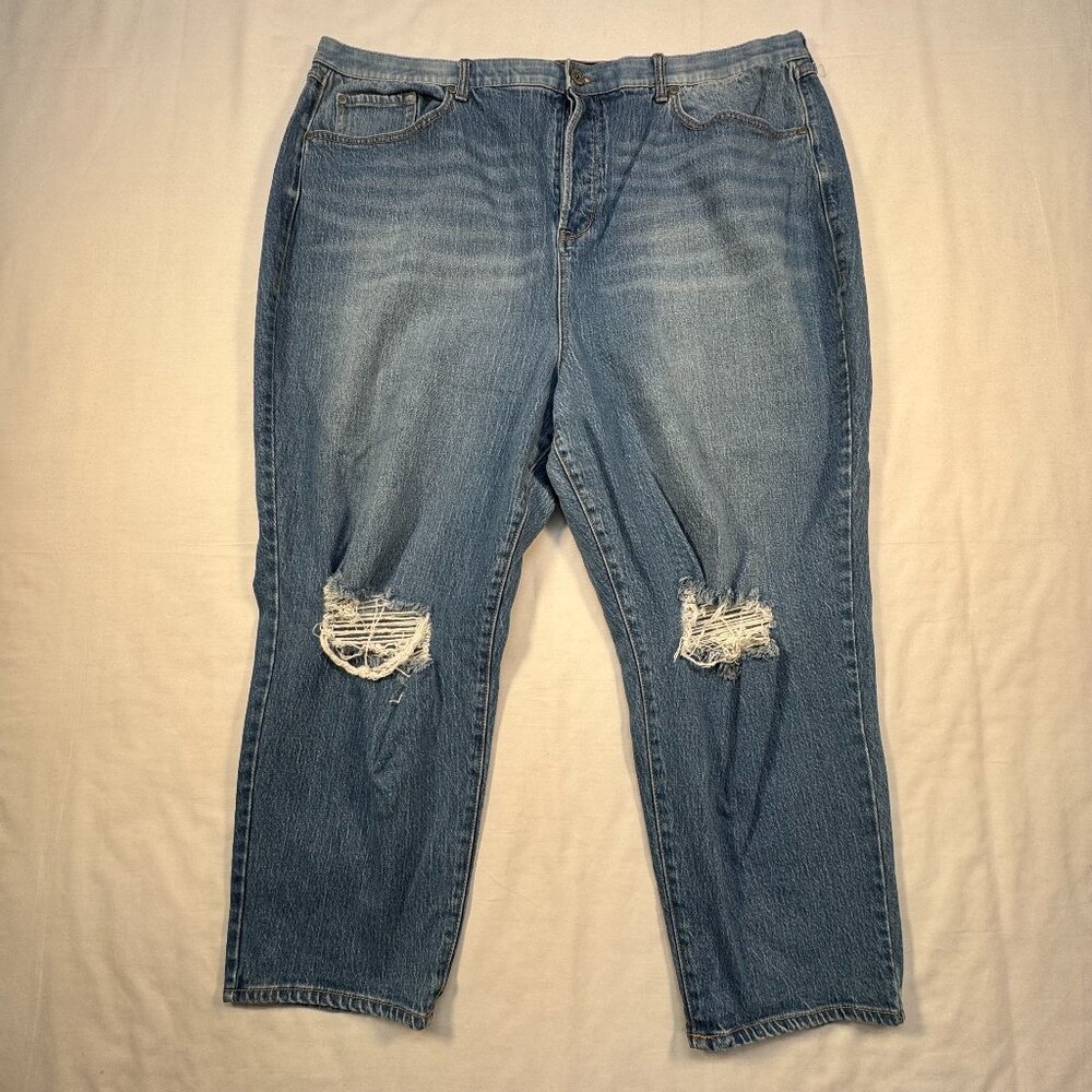 Torrid Jeans Womens Plus Size 26 Light Wash Blue Button Fly Distressed Casual